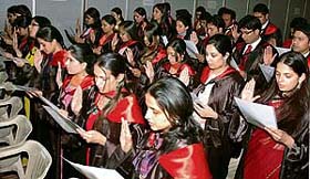 Medical graduates take oath during the DMCH annual convocation in Ludhiana