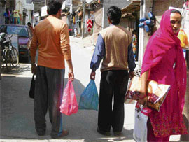 Despite a complete ban on polythene bags in the hill state, these are generally used in Nurpur and its surrounding villages as this picture clearly depicts. 