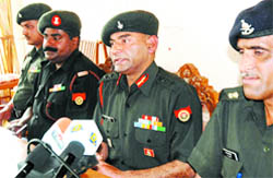 Director of Army Recruiting Office Col DK Bishnoi addresses a press meet