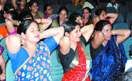 Faculty members of the Apeejay College of Fine Arts get tips on busting stress