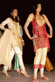 Students of Government Home Science College walk the ramp during the fashion show at Sector 10, Chandigarh, on Friday.