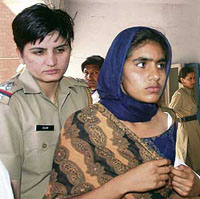 Praveen, an alleged human bomb to target the head of Dera Sacha Sauda, in police custody in Karnal on Friday.