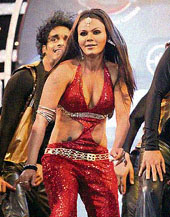 Rakhi Sawant performs during the match. 