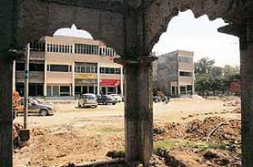 The building where the setting up of a liquor vend has been allowed near Mansa Devi dwaar at Panchkula.