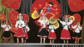 Students of Mothers Touch Kindergarten perform during the 5th annual function on the school campus in Ludhiana on Saturday.