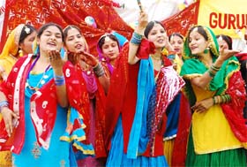 Students of Gurukul College presenting a choreography show in Bathinda