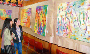 A view of a painting exhibition at the Rotary Town Hall in Shimla.