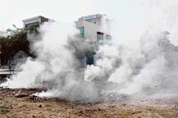 In the absence of any official check on air pollution, residents of Karnal have to suffer as burning of leaves and garbage has become a routine affair in the township. 