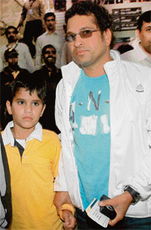Sachin Tendulkar with his son