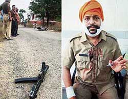 The site where constable Manjit Singh (right) was attacked by another constable and his wife in Mohali on Wednesday.