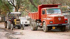 A truck with the UT engineering department that has been waiting for a tyre replacement at the Sector 26 store of the department in Chandigarh