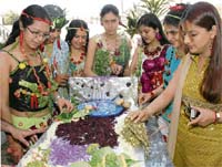 Students of JD Institute organise an exhibition and fashion show to promote vegetarianism in Ludhiana on Thursday.