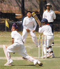 A match in progress between the APJ and the Sri Sri Acadmey at St Johns School, Sector 26, in Chandigarh on Friday.