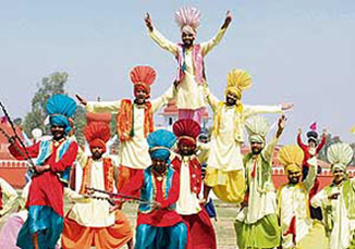 Bhangra being performed during the passing out parade of the Maharaja Ranjit Singh Punjab Police Academy at Phillaur on Friday.