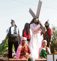 Catholic Church takes out a procession on the occasion of Good Friday in Ludhiana.