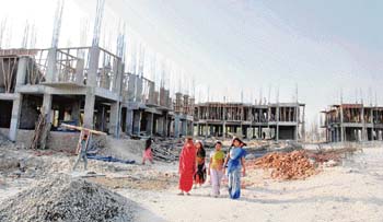 Construction work is in full swing at Jagti township near Jammu. 