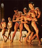 Participants in action during the 19th Mr Chandigarh championship held at DAV College-10, Chandigarh, on Sunday.