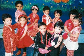 Students of Small Wonders Nursery School, Civil Lines, during their farewell party in Ludhiana