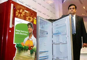 Anirudh Dhoot, CEO, Electolux division, at the launch of their new product of Deo Fresh Direct Cool& Frost Free refrigerator in New Delhi on Tuesday. 
