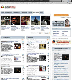 The home page of global online newspaper launched by Instablog.