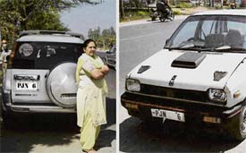 Two cars with same registration number were seen near the Magnolia tourist complex in Kartarpur on Monday