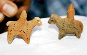 Animal figurines found during excavation in Madina village in Rohtak district