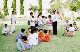Special children play on the lawns of Disha, an institute dedicated to special children and women