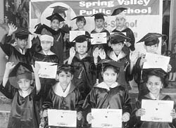 Students of Spring Valley School on their graduation day in Mohali on Friday.