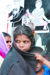 Survivors of the 1984 Bhopal gas tragedy hold a dharna at Jantar Mantar in the Capital