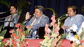 Sayeed Farid Sabri, who has sung qawalis for a number of Bollywood films, performs at the Gen Zorawar Singh Auditorium at Jammu University
