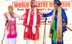 A scene from play Bharathrihari that was presented on the occasion of World Theatre Day in Ludhiana