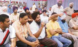 The auction of mining sites in progress in Mohali
