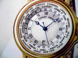 Dial of a contemporary Breguet watch, using Roman numerals