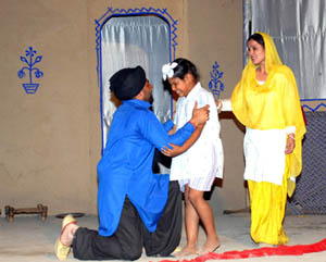 A scene from Parinde jaan hun kithe of playright Dr Sahib Singh. The play was staged by Venus Art Theatre at an open air theatre in Bathinda on Sunday. 