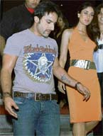 Bollywood actor Saif Ali Khan along with actress Kareena Kapoor at the Lakme Fashion Week in Mumbai late on Saturday.