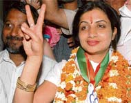Bhawna Gupta, the youngest Congress candidate from Ward No. 10, and Seema Chaudhary, INLD candidate from Ward No. 24, are all smiles after winning the MC elections in Panchkula on Sunday