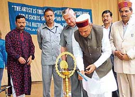 Chief Minister P.K. Dhumal inaugurates the birth centenary celebrations of Devika Rani Roerich at Naggar, about 23 km from Manali