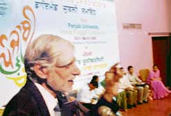 UGC vice-chairman Mool Chand Sharma delivers diamond jubilee lecture on Human Security and Human Development - Some Insights at the university auditorium during the First World Punjabi Conference