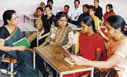Counsellors talk to a detained student at a government school in Chandigarh