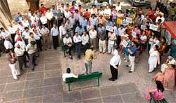 Teachers and students of Panjab University hold a joint protest rally in Chandigarh 