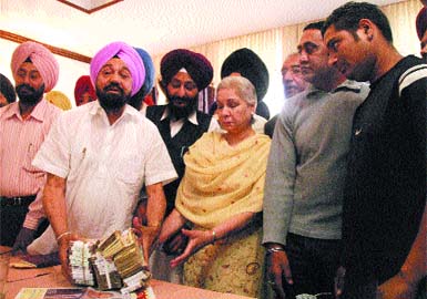 LBP chief Balwant Singh Ramoowalia addresses a press conference in Jalandhar on Tuesday