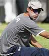 Mohammad Kaif and Yuvraj Singh during a training session on Tuesday ahead of the second Test match between India and South Africa in Ahmedabad 