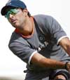 Mohammad Kaif and Yuvraj Singh during a training session on Tuesday ahead of the second Test match between India and South Africa in Ahmedabad 