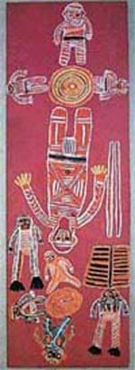 An Aboriginal plainting by Mick Namari, one of seven paintings stolen from the Museum and Art Gallery of the Northern   seen in this undated handout photograph