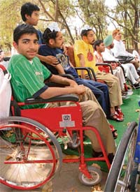 Patients suffering from muscular dystrophy at a get-together organised at the Government Museum and Art Gallery, Sector 10, Chandigarh