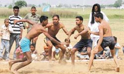 Kabaddi match in progress during the Annual Sports Festival organised in Duley Village near Ludhiana