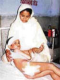 Ishfaq with his mother at the Civil Hospital in Malerkotla
