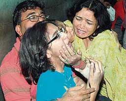 Grieving relatives at the General Hospital in Panchkula on Thursday. 