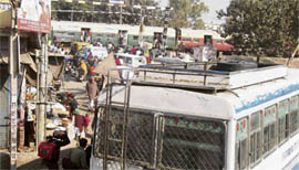 The level crossing on the Gohana road in Sonepat, which remains closed for most part of the day leading to traffic jams.