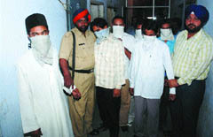 The six tantriks who were arrested by the anti-fraud cell in Jalandhar on Thursday.
